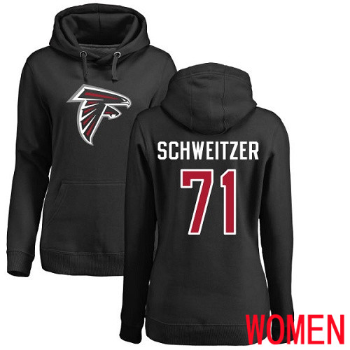 Atlanta Falcons Black Women Wes Schweitzer Name And Number Logo NFL Football 71 Pullover Hoodie Sweatshirts